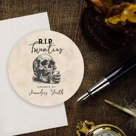 RIP 20 Vintage Skull 30års födelsedag Party Underlägg Papper Rund