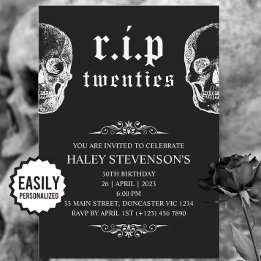 RIP 20s 20-årsjubileum Funny Skull Funeral 30års f Inbjudningar