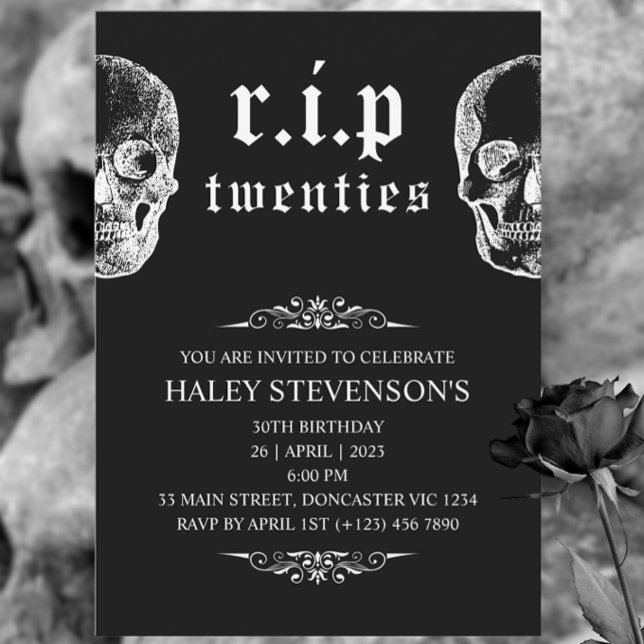 RIP 20s 20-årsjubileum Funny Skull Funeral 30års f Inbjudningar (Skapare uppladdad)