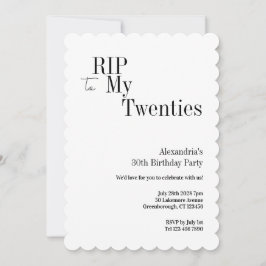 RIP 20s 30th Birthday Minimal Party Inbjudningar