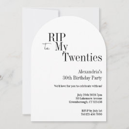 RIP 20s 30th Birthday Minimal Party Inbjudningar