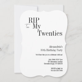 RIP 20s 30th Birthday Minimal Party Inbjudningar
