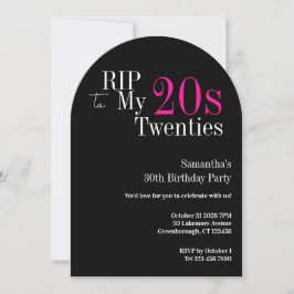 RIP 20s 30th Birthday Party Black Pink Inbjudningar