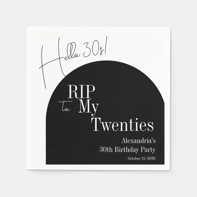 RIP 20s Hello 30s 30th birthday party Pappersservett (Framsidan)