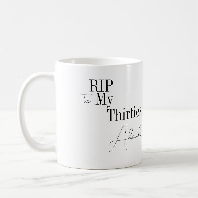 RIP 30-års 40-årsdag Svart och Vitt Kaffemugg (Vänster)