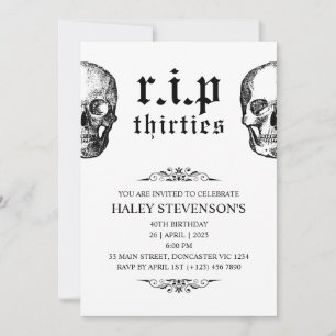 RIP 30-talet Twenties Rolig Begravning Döskalle 40 Inbjudningar