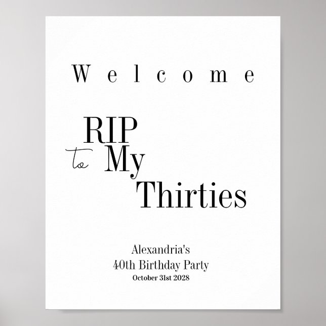 RIP 30-tals Fest 40-års Födelsedagsfirande Poster (Framsidan)