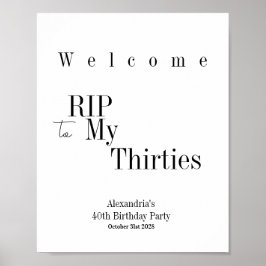 RIP 30s Party 40th Birthday Welcome Poster