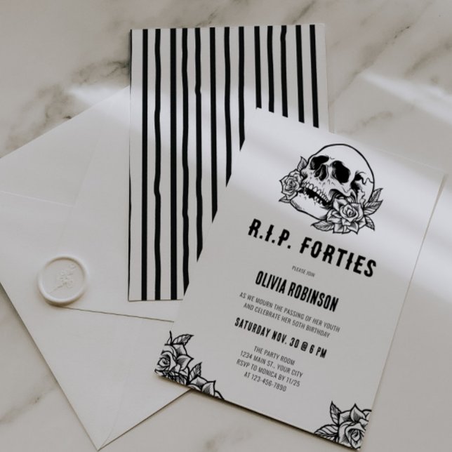 RIP 40 50:e födelsedagsinbjudan Inbjudningar (RIP Forties 50th Birthday Invite)