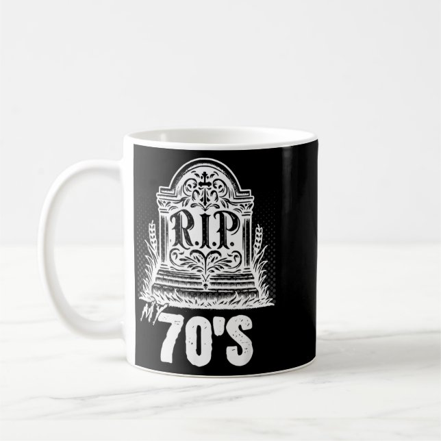 RIP 70-tals Roligt Gravsten Citat Sjuttioårs Födel Kaffemugg (Vänster)