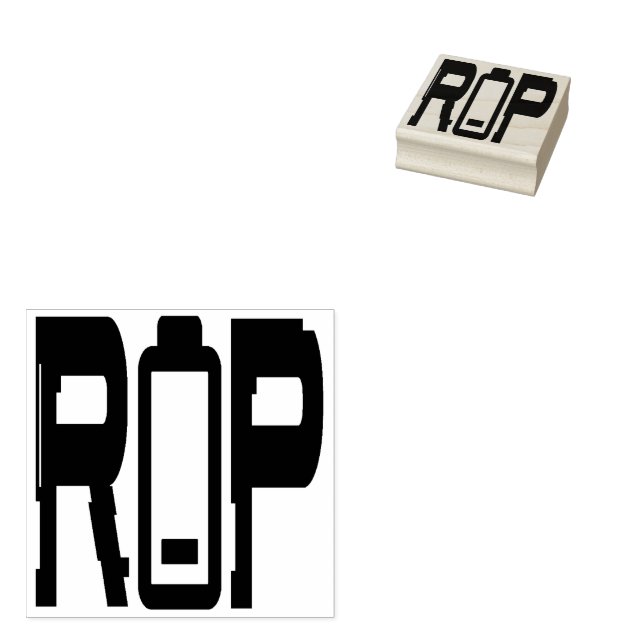 RIP Battery Wood Art Frimärke Stämpel (Stämplad)