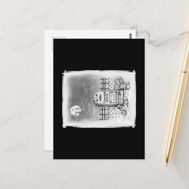 RIP Common Sense Måne Stupid Masks och Vaccine Vykort (Fram/Back In Situ)