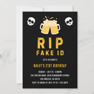 RIP fejk-ID Roligt skämt om öl-drickande 21-årsdag Inbjudningar