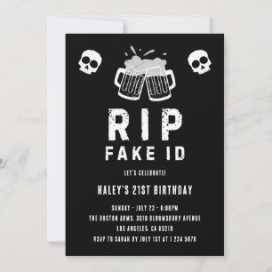 RIP fejk-ID Roligt skämt om ölbryggning 21-årsdag Inbjudningar