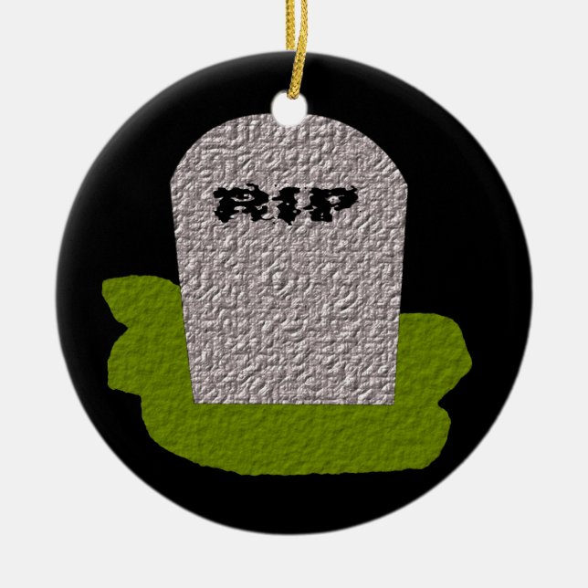 RIP GRAVSTEN HAPPY HALLOWEEN ANPASSNINGSBAR JULGRANSPRYDNAD KERAMIK (Framsidan)