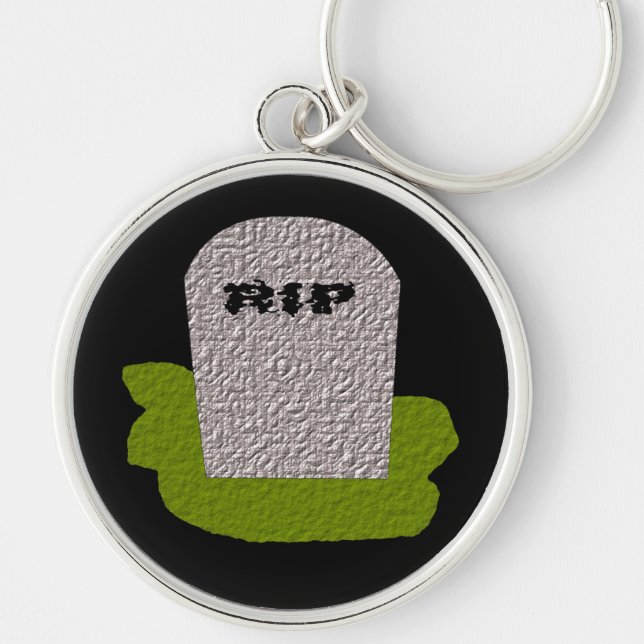 RIP Gravsten-nyckelkedja Rund Silverfärgad Nyckelring (Framsidan)