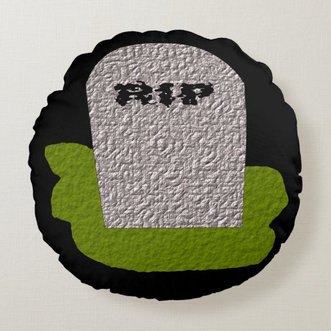 RIP Gravsten Pillow Rund Kudde (Framsidan)