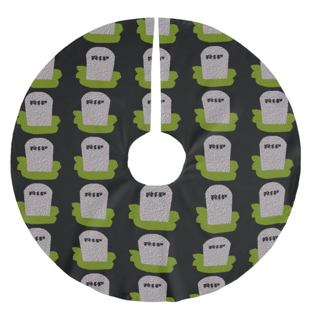 RIP Gravsten Träd Skirt Julgransmatta Borstad Polyester (Framsidan)