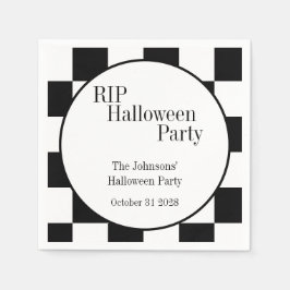 RIP Halloween Black and White Check Party Pappersservett