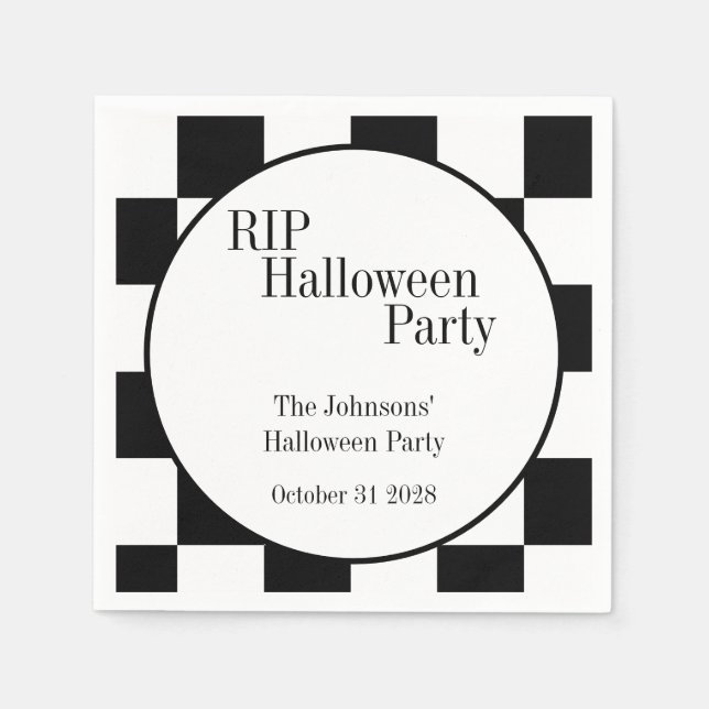 RIP Halloween Black and White Check Party Pappersservett (Framsidan)