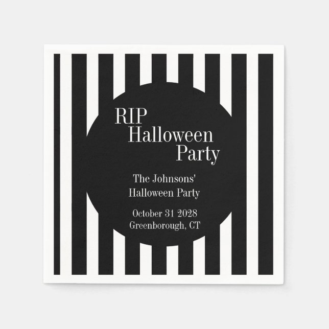 RIP Halloween Black and White Stripe Party Pappersservett (Framsidan)