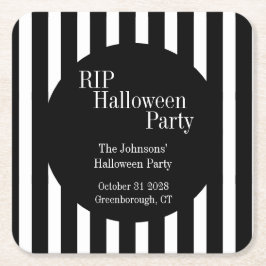 RIP Halloween Black and White Stripe Party Underlägg Papper Kvadrat