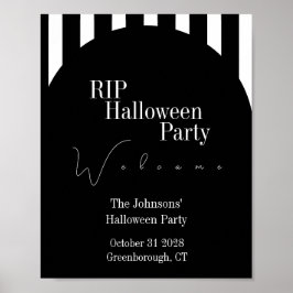 RIP Halloween Black and White Stripe Party Welcome Poster