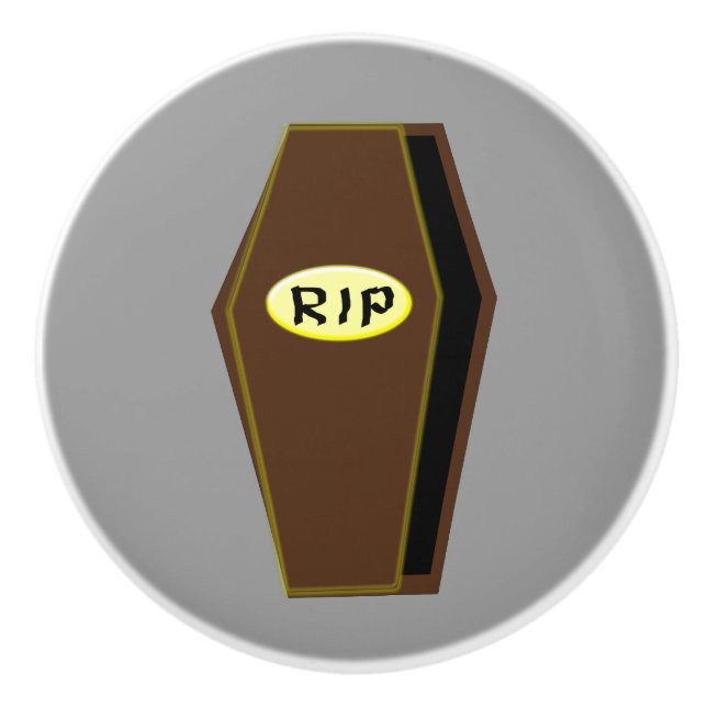RIP Halloween Coffin of Doom Ceramic Knob Knopp (Framsidan)