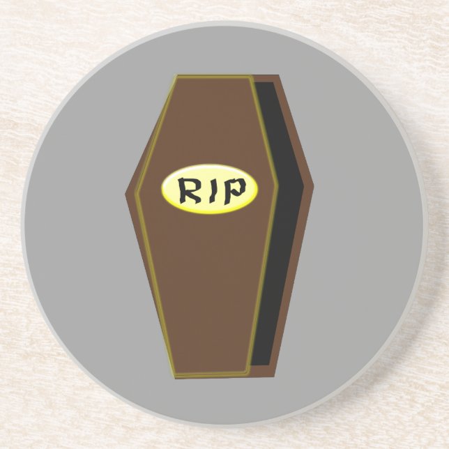 RIP Halloween Coffin of Doom Underläggs Underlägg Sandsten (Framsidan)