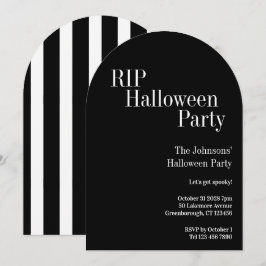 RIP Halloween Party Black and White Stripe Inbjudningar