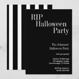 RIP Halloween Party Black and White Stripe Inbjudningar