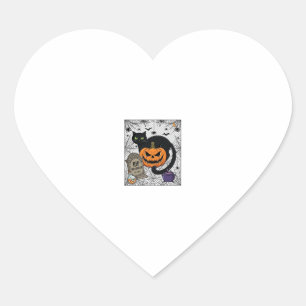 Rip Halloween Svart Katt Pumpa Gravsten Kittel Hjärtformat Klistermärke