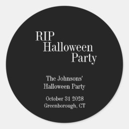 RIP Halloween Svart och Vit Fest Runt Klistermärke