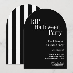 RIP Halloweenfest Svart och Vit Rand Inbjudningar