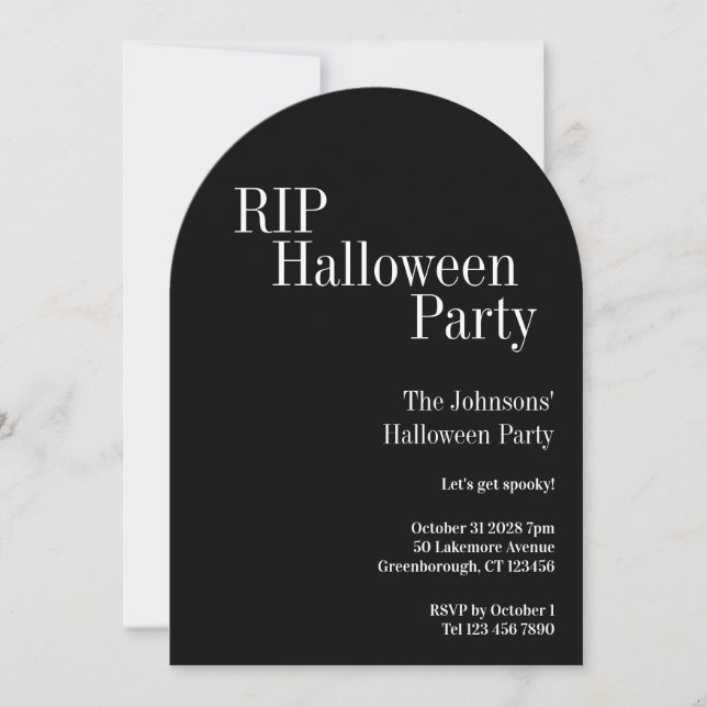 RIP Halloweenfest Svart och Vitt Inbjudningar (Framsida)