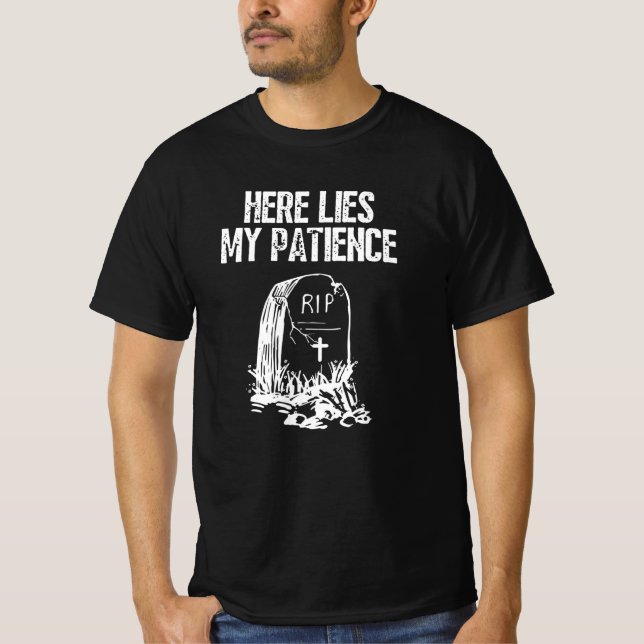 RIP Här Ljuger min patient Funny Gravestone Retro T Shirt (Framsida)