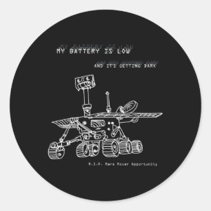 Rip Mars Opportunity Rover Exploration Hand Drawn Runt Klistermärke