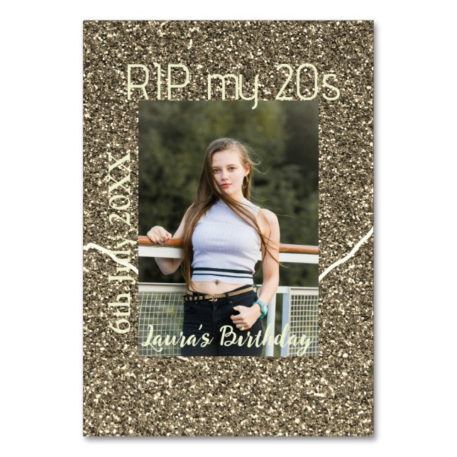 RIP mina 20s silver guld födelsedag lägg till namn Bordsnummer (Framsidan)