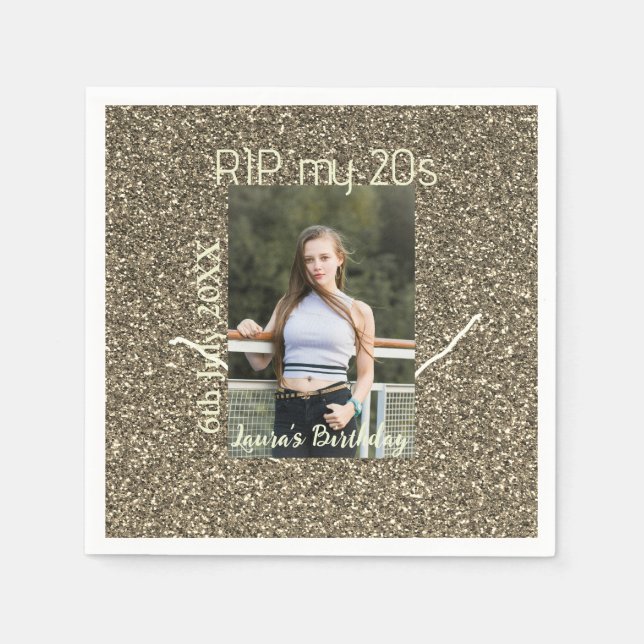 RIP mina 20s silver guld födelsedag lägg till namn Pappersservett (Framsidan)