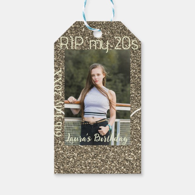 RIP mina 20s silver guld födelsedag lägg till namn Presentetikett (Framsidan)