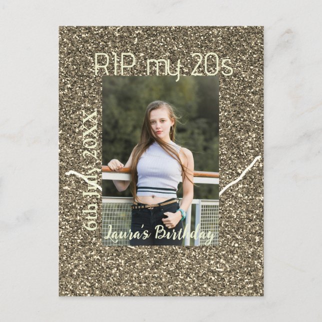 RIP mina 20s silver guld födelsedag lägg till namn Vykort (Framsida)
