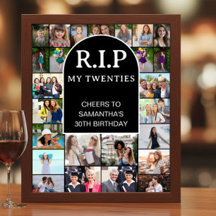 RIP My Twenties Arkfoto Collage 30-årsfirande Poster