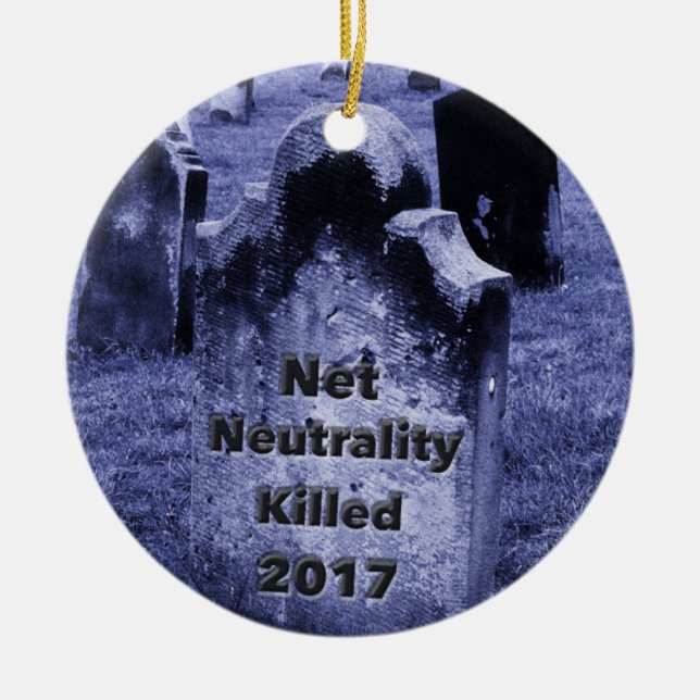 RIP Net Neutrality Gravestone Julgransprydnad Keramik (Framsidan)