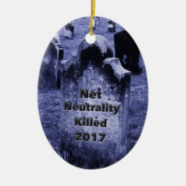 RIP Net Neutrality Gravestone Julgransprydnad Keramik