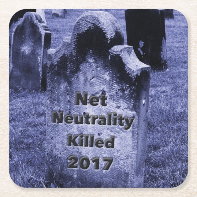 RIP Net Neutrality Gravestone Underlägg Papper Kvadrat (Framsidan)
