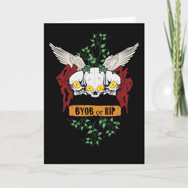 RIP Onda Döskallar Halloween Inbjudan med blodig t (Framsida)