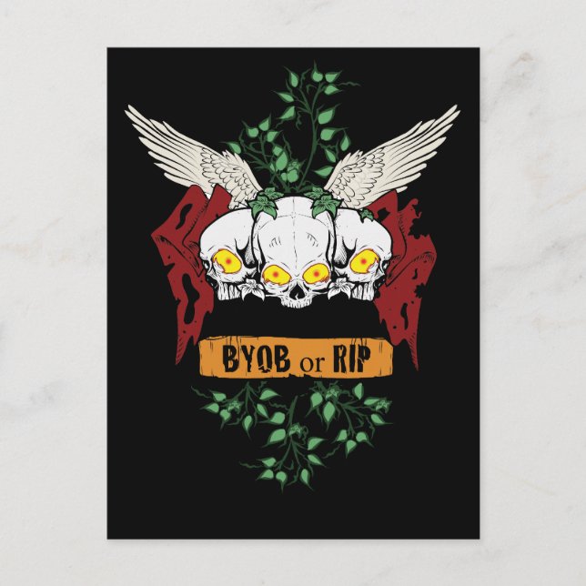 RIP Onda Döskallar Halloween Inbjudan med blodig t Vykort (Framsida)