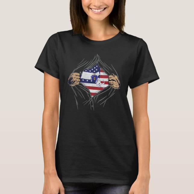 Rip Reveal US Citizen Proud America State Flag Mas T Shirt (Framsida)