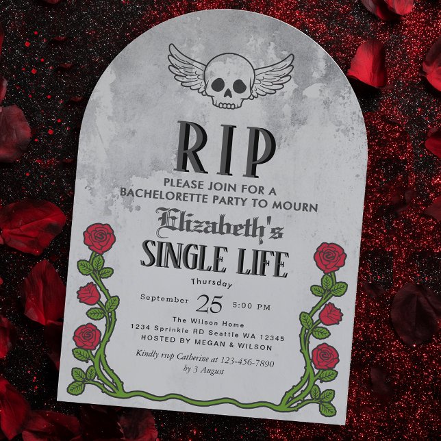 Rip Single Life Gothic Bachelorette Party Inbjudningar (Skapare uppladdad)