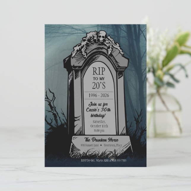 RIP till Min 20-sekunders Födelsedagsfest Inbjudningar (Stående Fram)